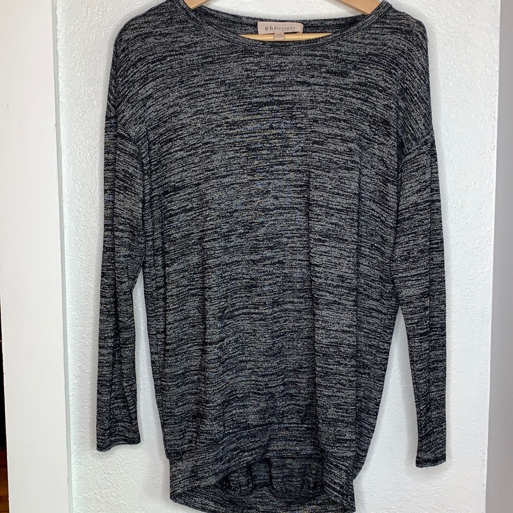 Philosophy Republic Clothing Charcoal Gray Marled Dolman marled Knit Top size XS